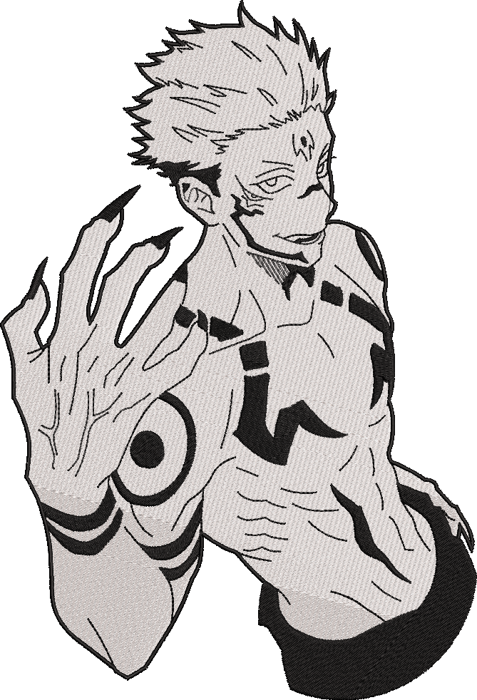 Ficha de prenda / talla — Sukuna Blanco & Negro /Jujutsu Kaisen