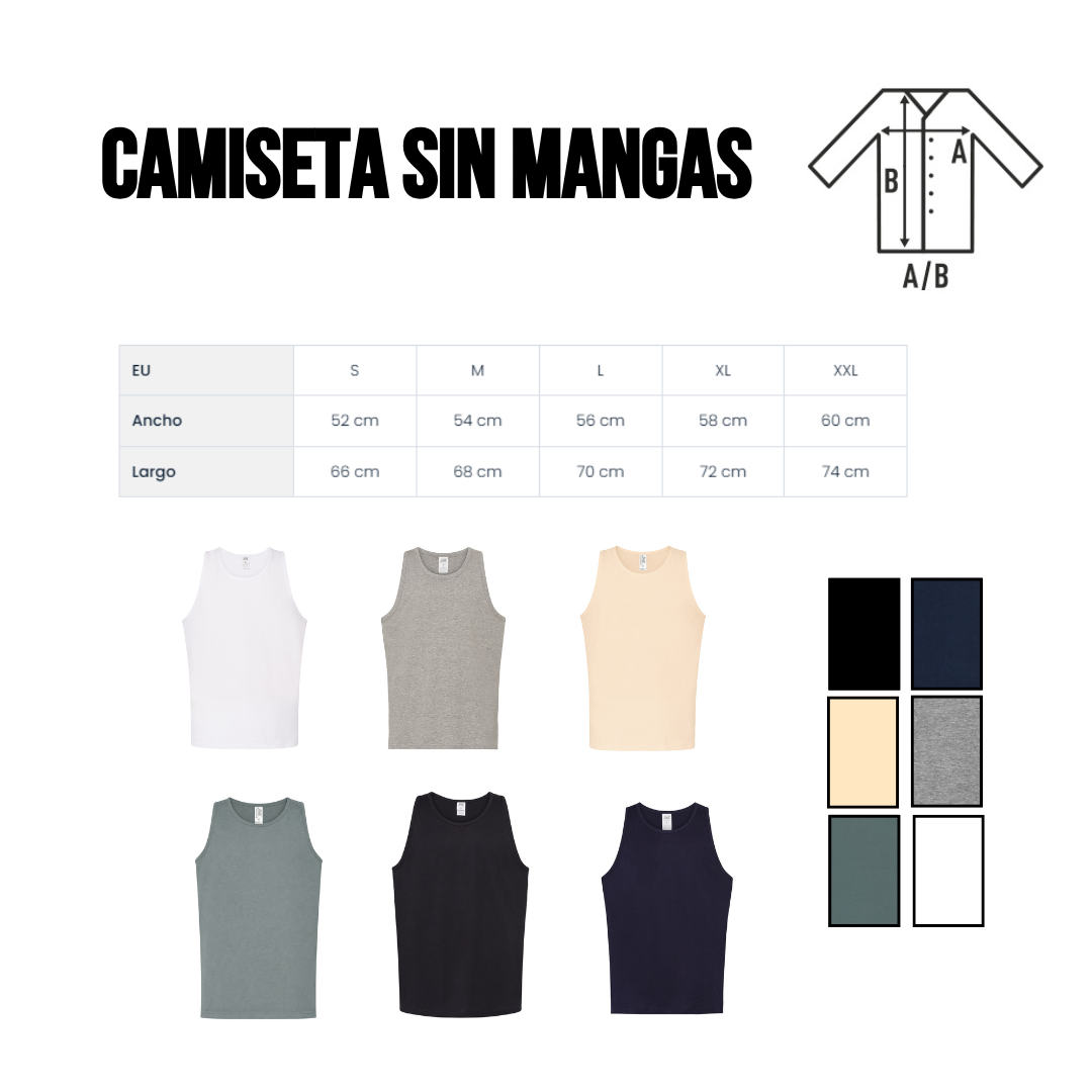 Guía de tallas — camiseta sin mangas
