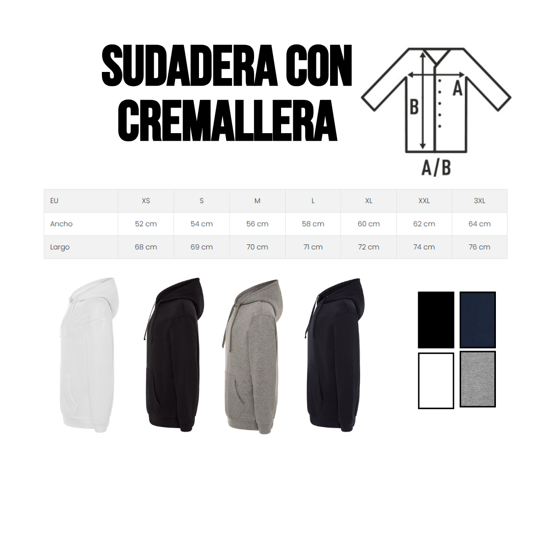 Guía de tallas — sudadera cremallera