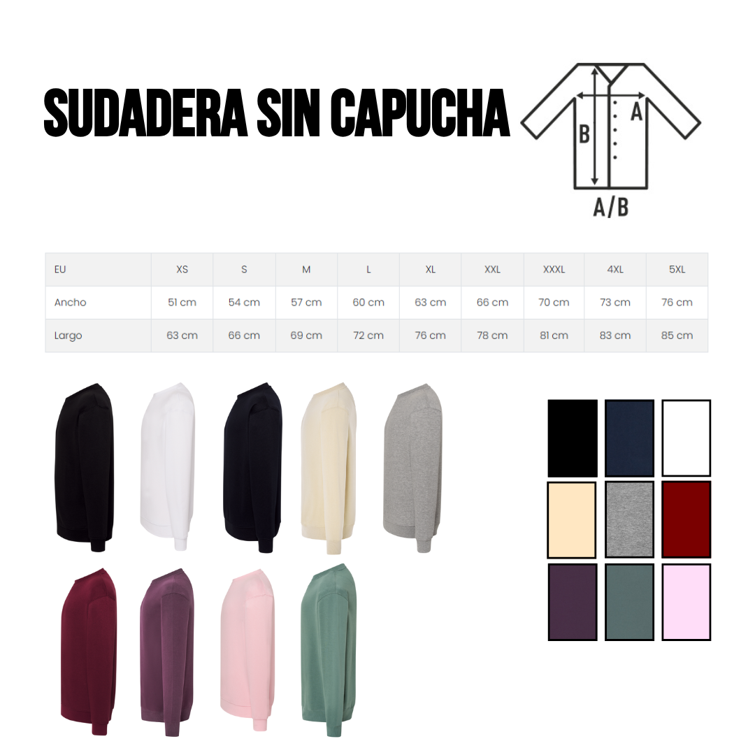 Guía de tallas — sudadera sin capucha
